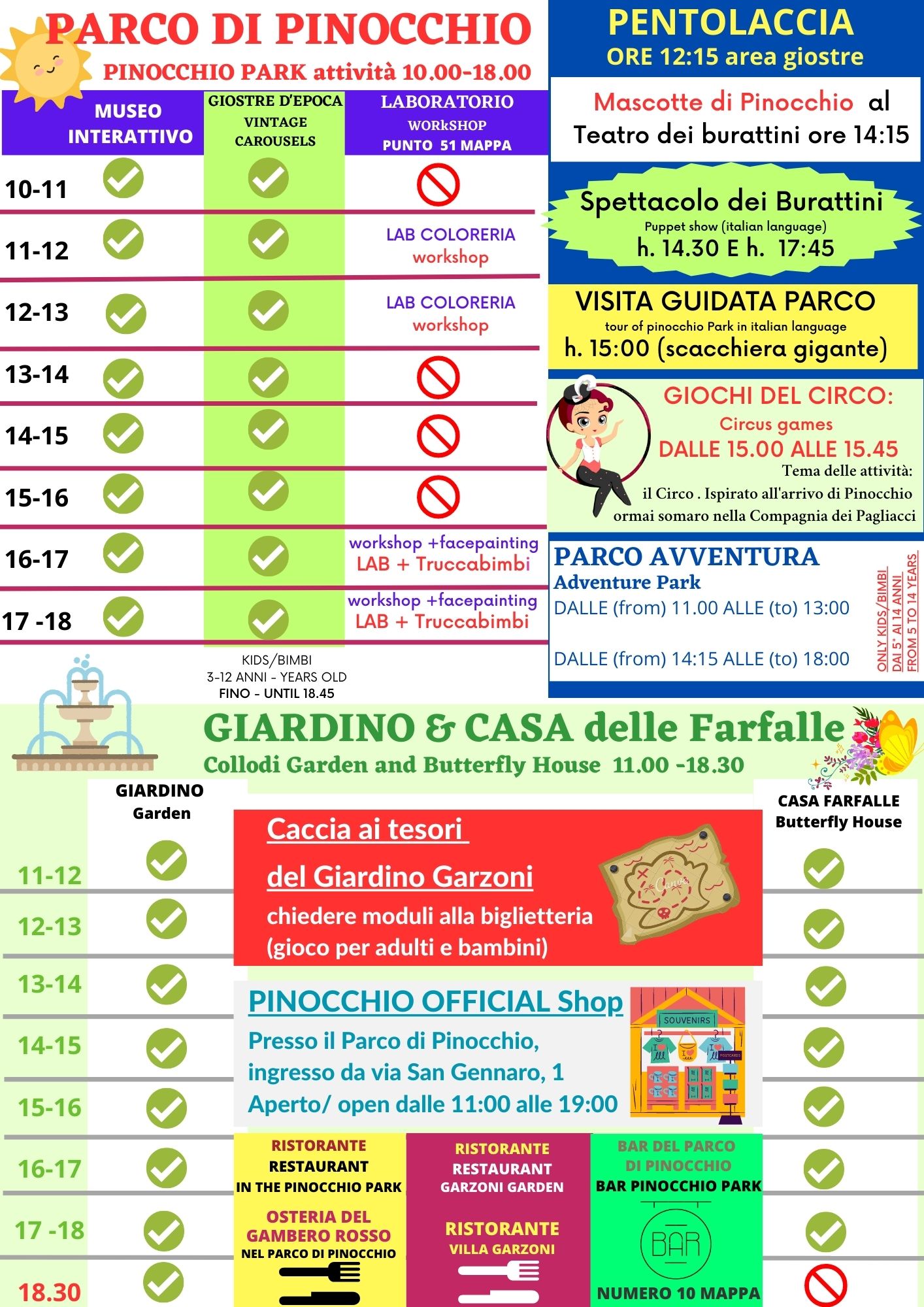 Orario attivit&agrave; dal 9 al 20 agosto